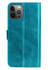 Nomfy Hoesje Geschikt voor iPhone 13 Pro Max Hoes Bookcase Flipcase Book Cover Met Screenprotector - Hoes Geschikt voor iPhone 13 Pro Max Hoesje Book Case - Turquoise