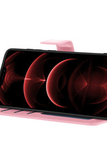 Nomfy Hoesje Geschikt voor iPhone 13 Pro Max Hoes Bookcase Flipcase Book Cover Met 2x Screenprotector - Hoes Geschikt voor iPhone 13 Pro Max Hoesje Book Case - Lichtroze