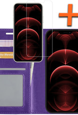 Nomfy Hoesje Geschikt voor iPhone 13 Mini Hoes Bookcase Flipcase Book Cover Met Screenprotector - Hoes Geschikt voor iPhone 13 Mini Hoesje Book Case - Paars