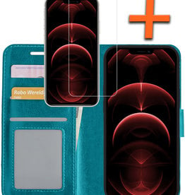 Nomfy Nomfy iPhone 13 Mini Hoesje Bookcase Met Screenprotector - Turquoise
