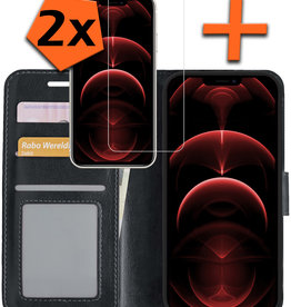 Nomfy Nomfy iPhone 13 Mini Hoesje Bookcase Met 2x Screenprotector - Zwart