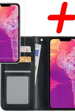 BASEY. Hoes Geschikt voor iPhone 13 Pro Max Hoesje Bookcase Hoes Flip Case Book Cover Met Screenprotector - Hoesje Geschikt voor iPhone 13 Pro Max Hoes Book Case Hoesje - Zwart
