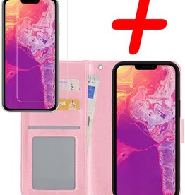 BASEY. BASEY. iPhone 13 Hoesje Bookcase Met Screenprotector - Lichtroze