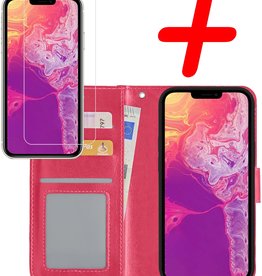 BASEY. BASEY. iPhone 13 Pro Hoesje Bookcase Met Screenprotector - Donkerroze