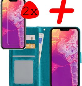 BASEY. BASEY. iPhone 13 Pro Hoesje Bookcase Met 2x Screenprotector - Turquoise