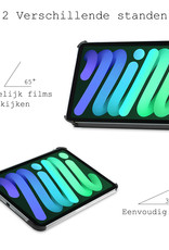 BASEY. Hoesje Geschikt voor iPad Mini 6 Hoes Case Tablet Hoesje Tri-fold Met Screenprotector - Hoes Geschikt voor iPad Mini 6 Hoesje Hard Cover Bookcase Hoes - Bloesem