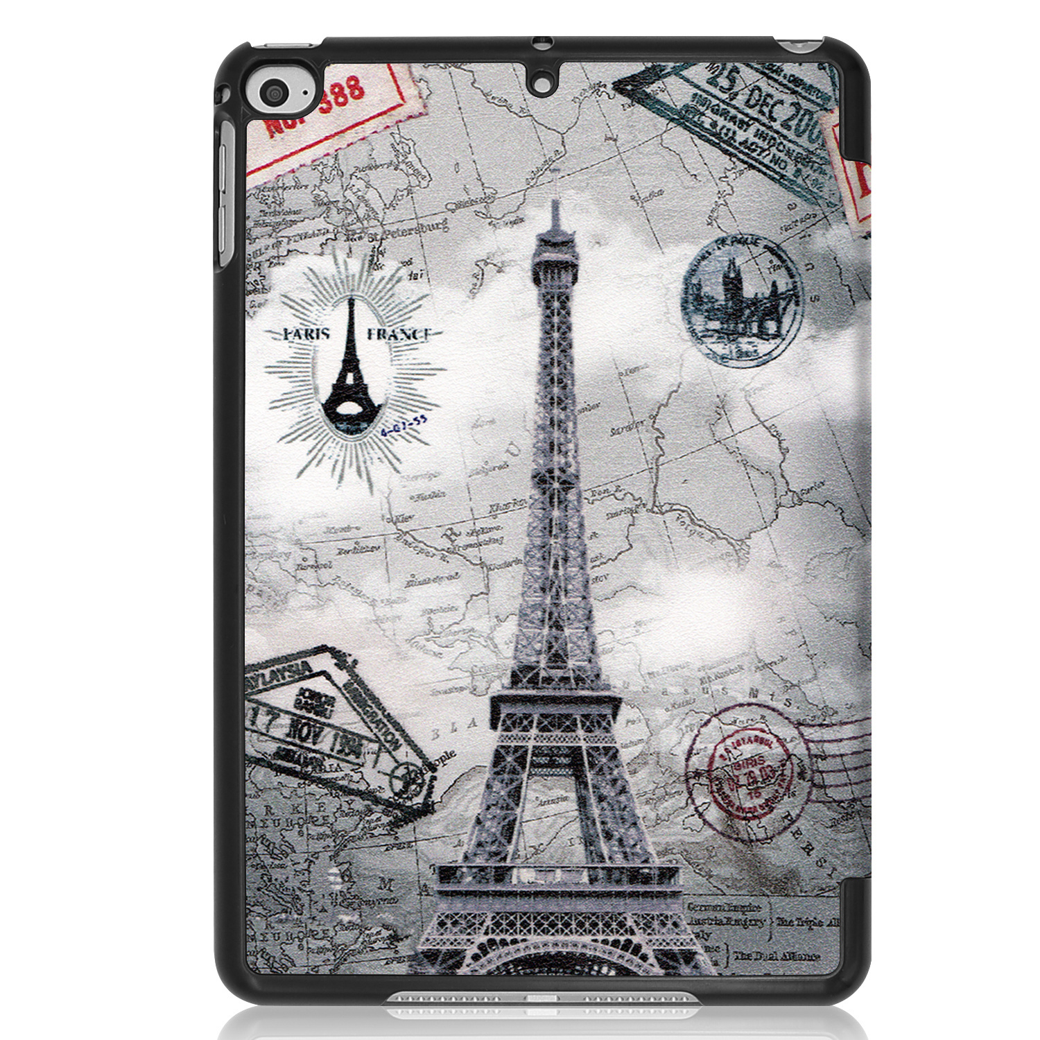 BASEY. Hoesje Geschikt voor iPad Mini 6 Hoes Case Tablet Hoesje Tri-fold Met Screenprotector - Hoes Geschikt voor iPad Mini 6 Hoesje Hard Cover Bookcase Hoes - Eiffeltoren