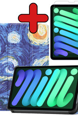 BASEY. Hoesje Geschikt voor iPad Mini 6 Hoes Case Tablet Hoesje Tri-fold Met Screenprotector - Hoes Geschikt voor iPad Mini 6 Hoesje Hard Cover Bookcase Hoes - Sterrenhemel