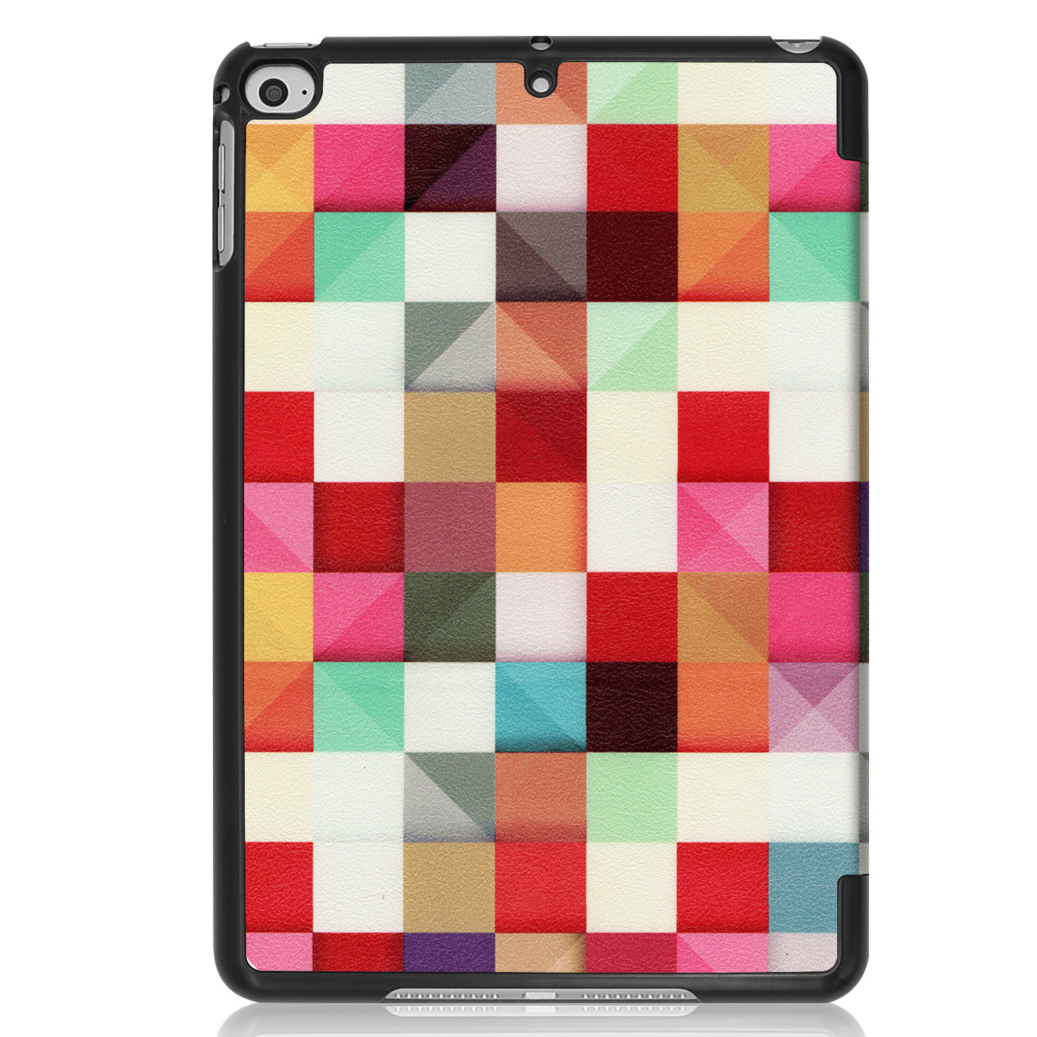 Nomfy Hoes Geschikt voor iPad Mini 6 Hoes Tri-fold Tablet Hoesje Case Met Screenprotector - Hoesje Geschikt voor iPad Mini 6 Hoesje Hardcover Bookcase - Blokken