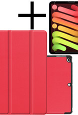 NoXx iPad Mini 6 Hoesje Plus Screenprotector Book Case Cover Plus Screen Protector - Rood