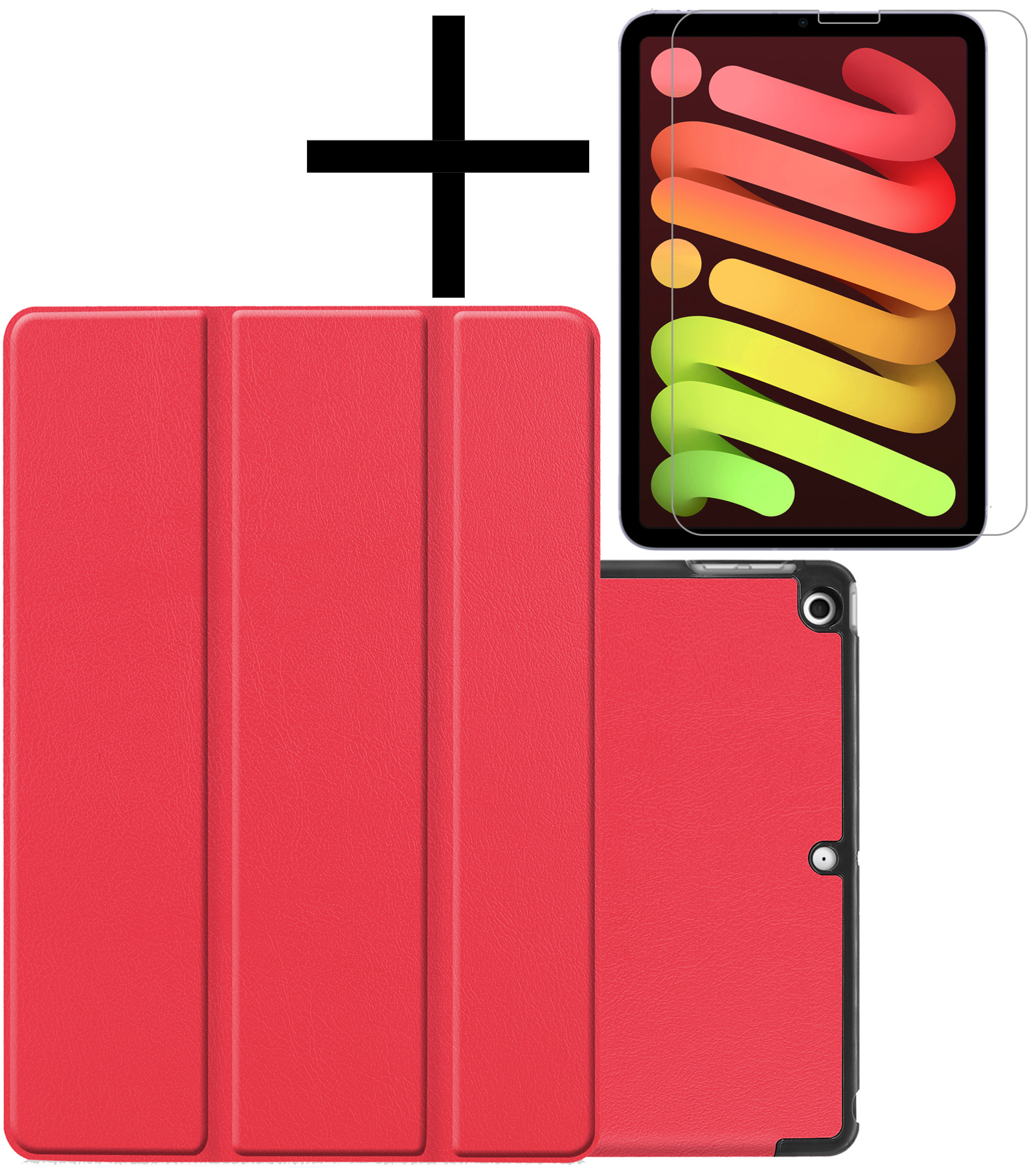 NoXx Hoesje Geschikt voor iPad Mini 6 Hoesje Case Hard Cover Hoes Book Case Met Screenprotector - Rood