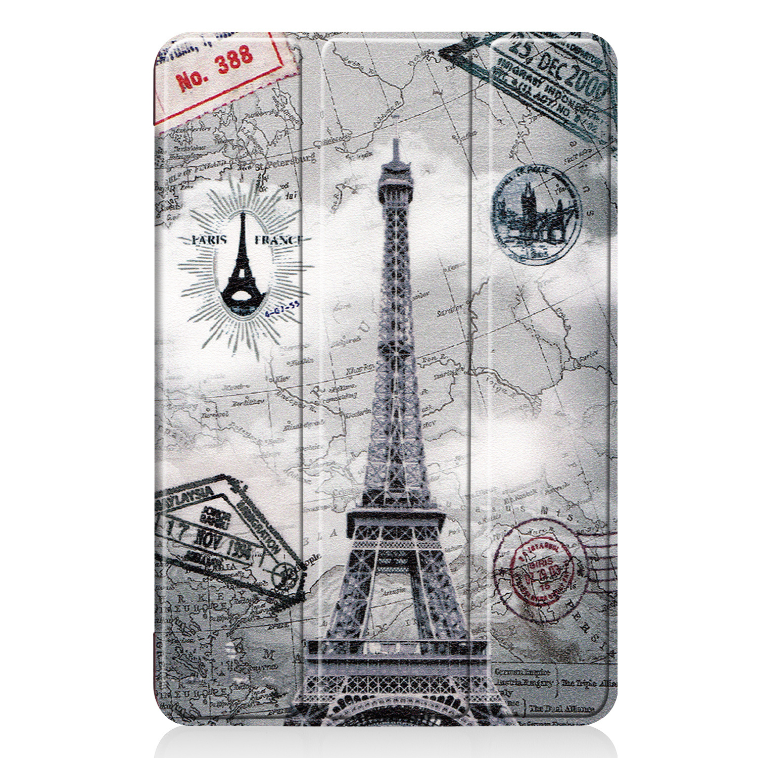 Nomfy Hoes Geschikt voor iPad Mini 6 Hoes Tri-fold Tablet Hoesje Case Met Screenprotector - Hoesje Geschikt voor iPad Mini 6 Hoesje Hardcover Bookcase - Eiffeltoren
