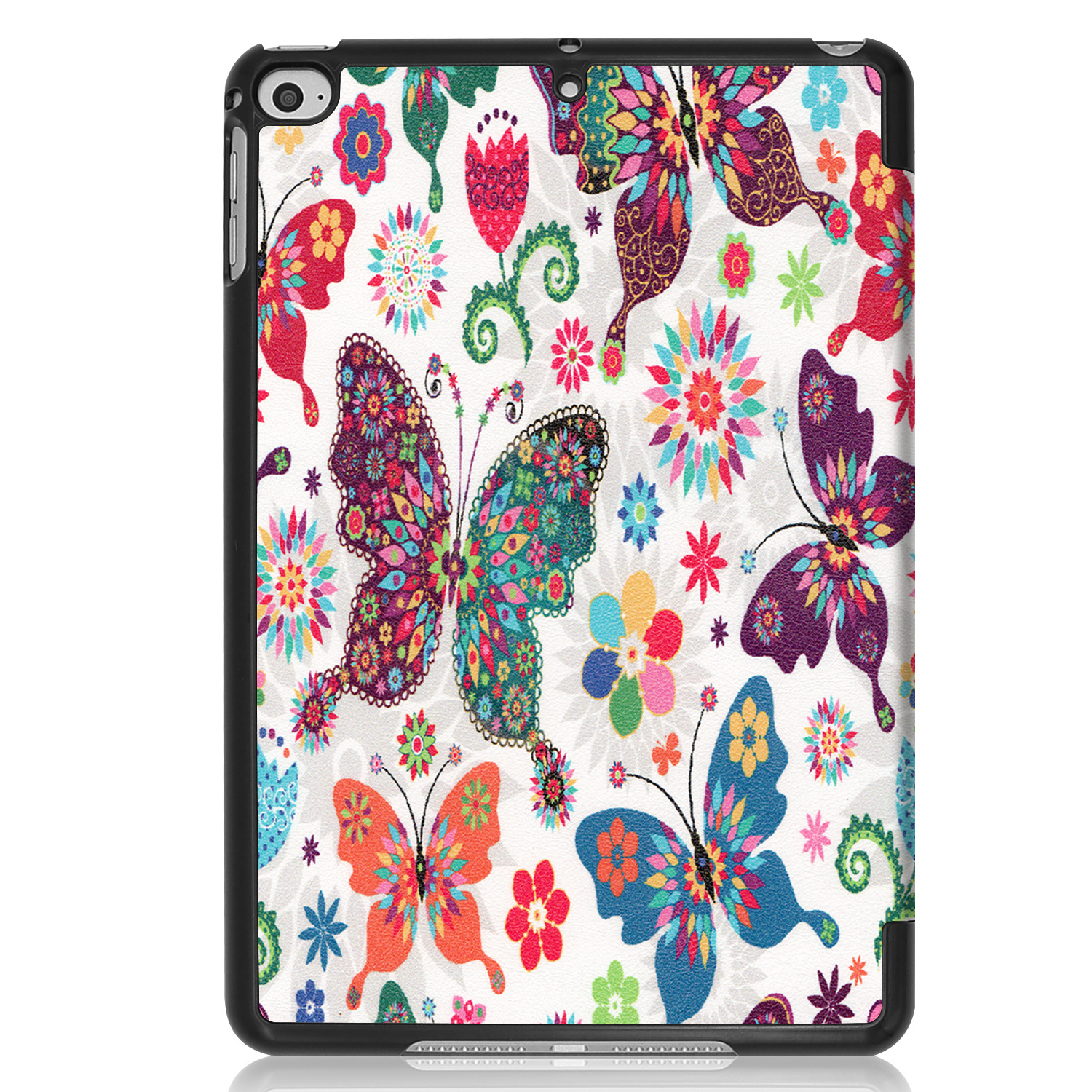 Nomfy Hoes Geschikt voor iPad Mini 6 Hoes Tri-fold Tablet Hoesje Case Met Screenprotector - Hoesje Geschikt voor iPad Mini 6 Hoesje Hardcover Bookcase - Vlinders