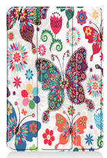 Nomfy Hoes Geschikt voor iPad Mini 6 Hoes Tri-fold Tablet Hoesje Case Met Screenprotector - Hoesje Geschikt voor iPad Mini 6 Hoesje Hardcover Bookcase - Vlinders