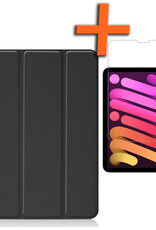 Nomfy Hoes Geschikt voor iPad Mini 6 Hoes Tri-fold Tablet Hoesje Case Met Screenprotector - Hoesje Geschikt voor iPad Mini 6 Hoesje Hardcover Bookcase - Zwart