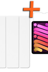Nomfy Hoes Geschikt voor iPad Mini 6 Hoes Tri-fold Tablet Hoesje Case Met Screenprotector - Hoesje Geschikt voor iPad Mini 6 Hoesje Hardcover Bookcase - Wit