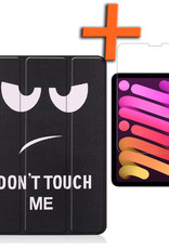 Nomfy Hoes Geschikt voor iPad Mini 6 Hoes Tri-fold Tablet Hoesje Case Met Screenprotector - Hoesje Geschikt voor iPad Mini 6 Hoesje Hardcover Bookcase - Don't Touch Me