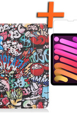 Nomfy Hoes Geschikt voor iPad Mini 6 Hoes Tri-fold Tablet Hoesje Case Met Screenprotector - Hoesje Geschikt voor iPad Mini 6 Hoesje Hardcover Bookcase - Graffity