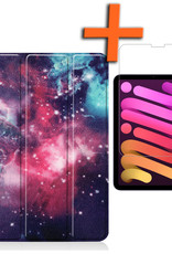 Nomfy Hoes Geschikt voor iPad Mini 6 Hoes Tri-fold Tablet Hoesje Case Met Screenprotector - Hoesje Geschikt voor iPad Mini 6 Hoesje Hardcover Bookcase - Galaxy