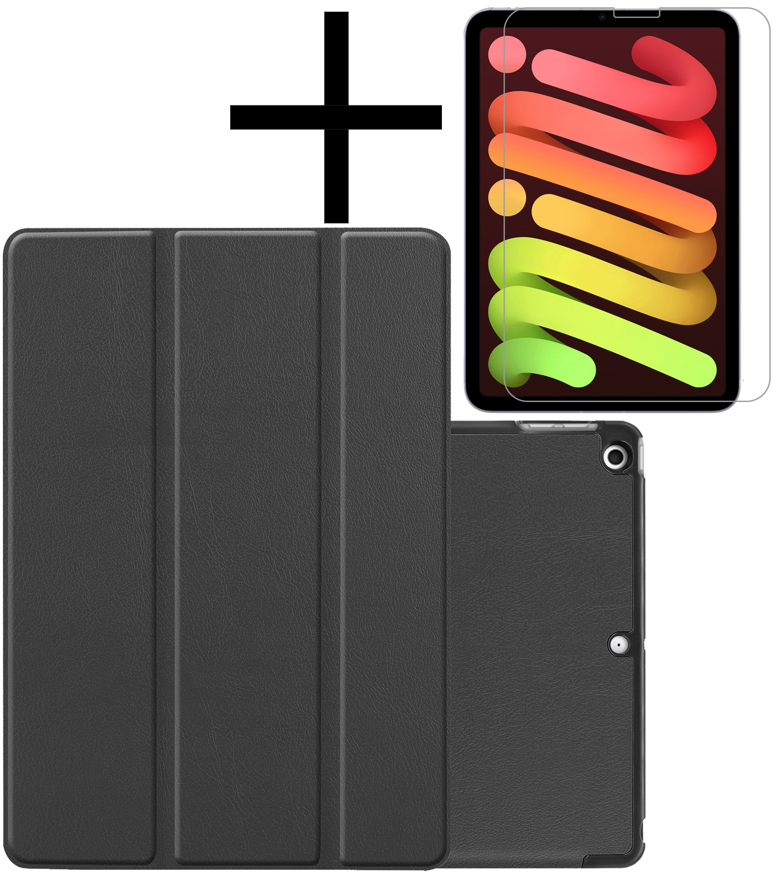 NoXx Hoesje Geschikt voor iPad Mini 6 Hoesje Case Hard Cover Hoes Book Case Met Screenprotector - Zwart