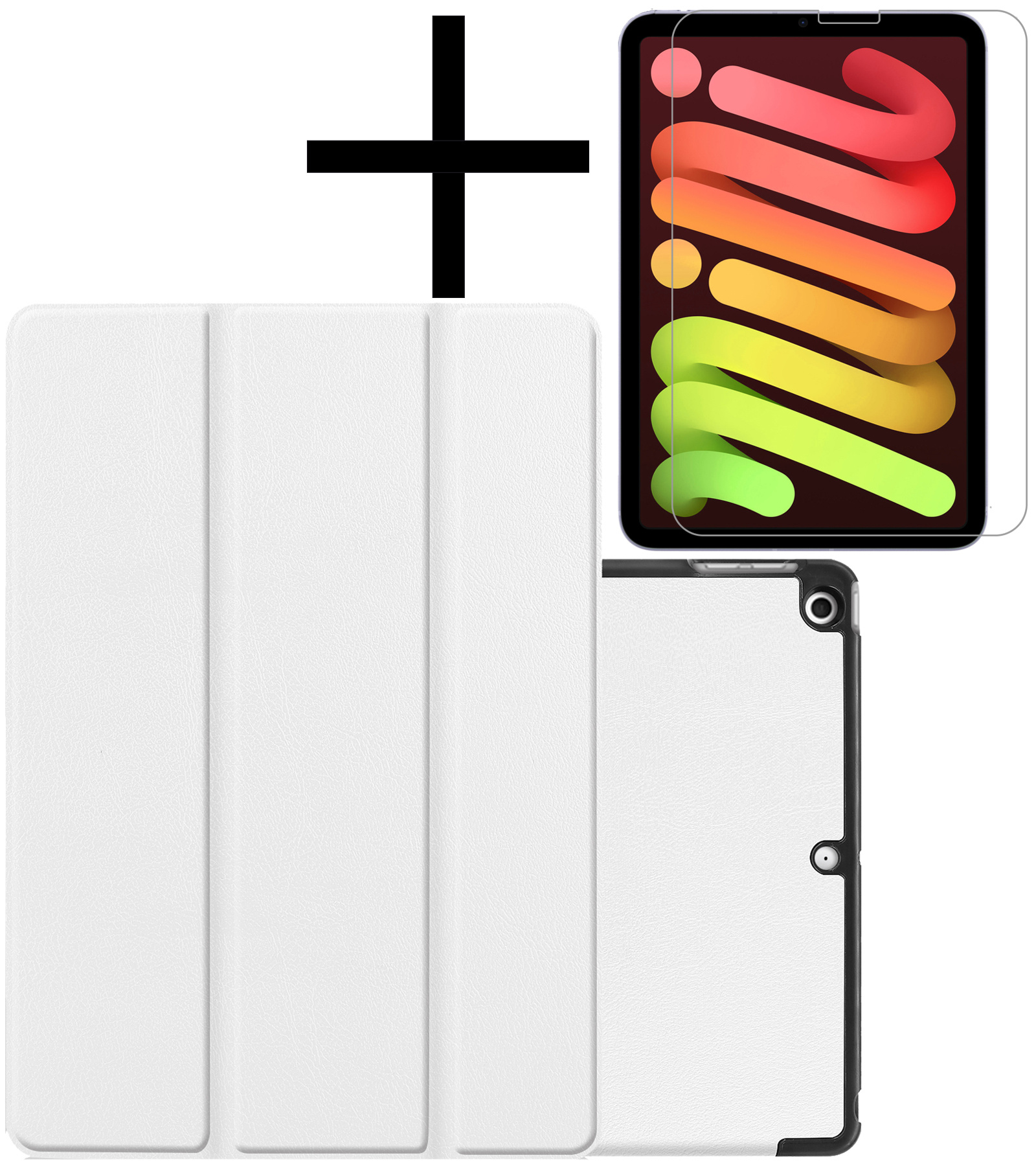 NoXx Hoesje Geschikt voor iPad Mini 6 Hoesje Case Hard Cover Hoes Book Case Met Screenprotector - Wit