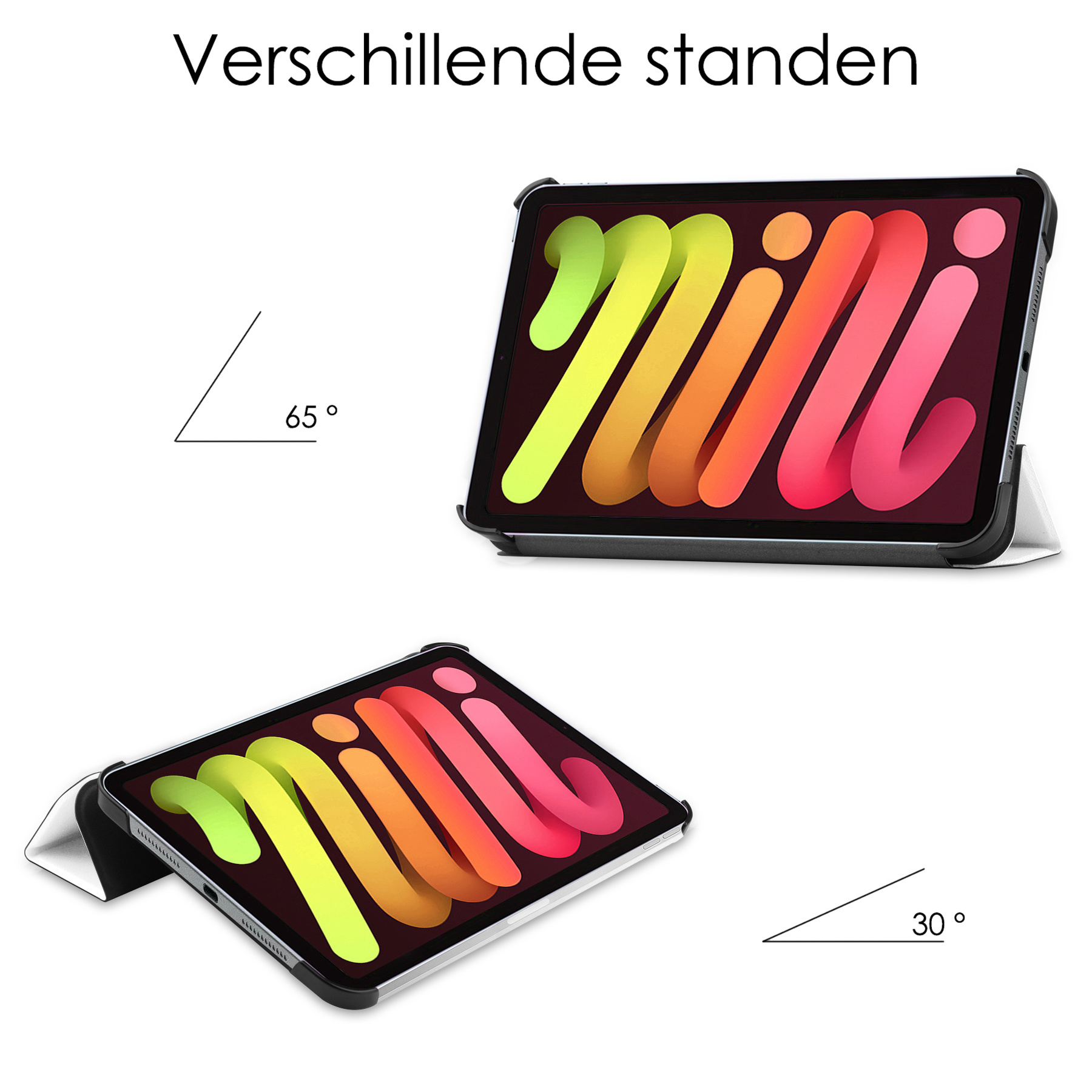 NoXx iPad Mini 6 Hoesje Plus Screenprotector Book Case Cover Plus Screen Protector - Wit