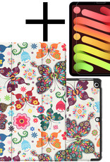 NoXx Hoesje Geschikt voor iPad Mini 6 Hoesje Case Hard Cover Hoes Book Case Met Screenprotector - Vlinders