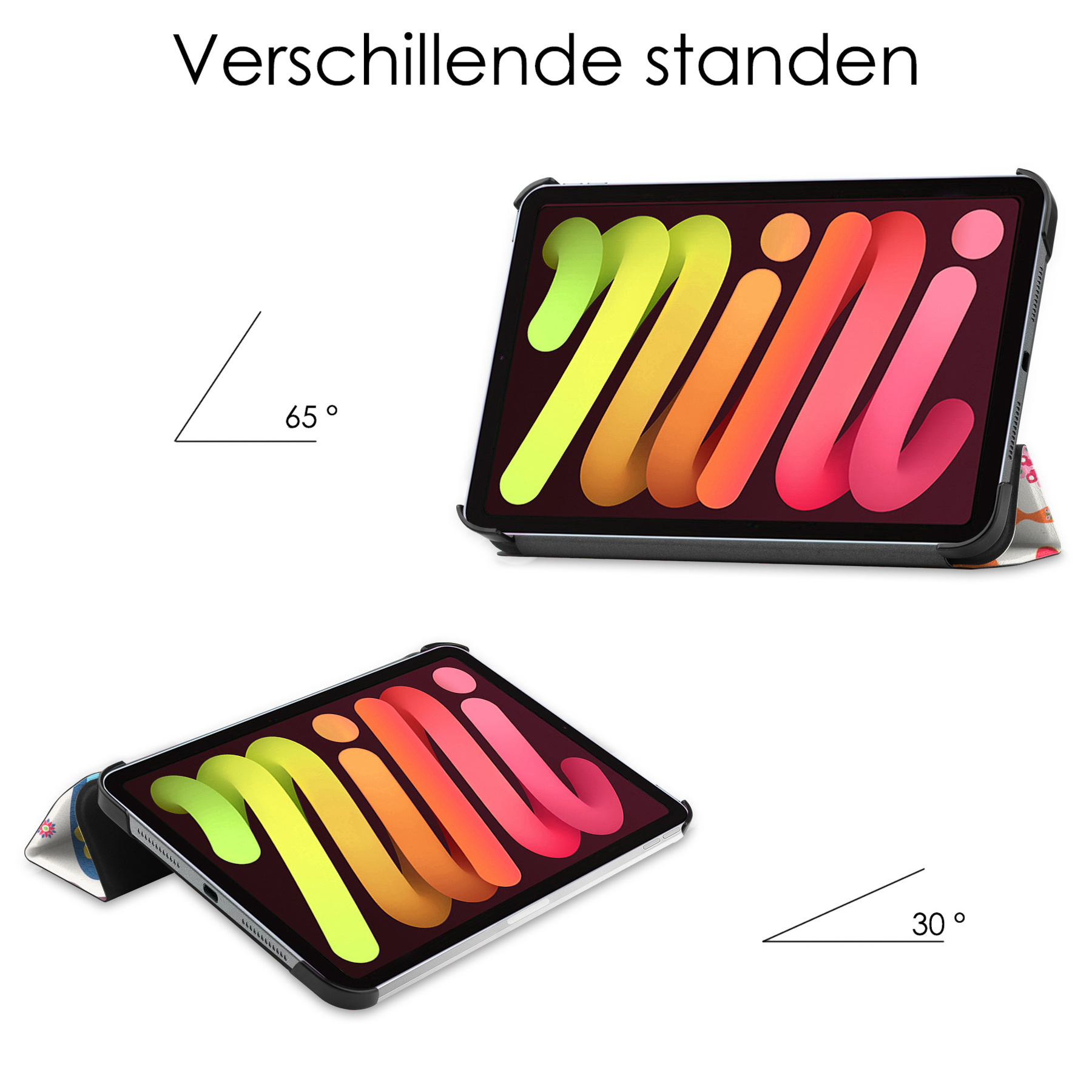 NoXx Hoesje Geschikt voor iPad Mini 6 Hoesje Case Hard Cover Hoes Book Case Met Screenprotector - Vlinders