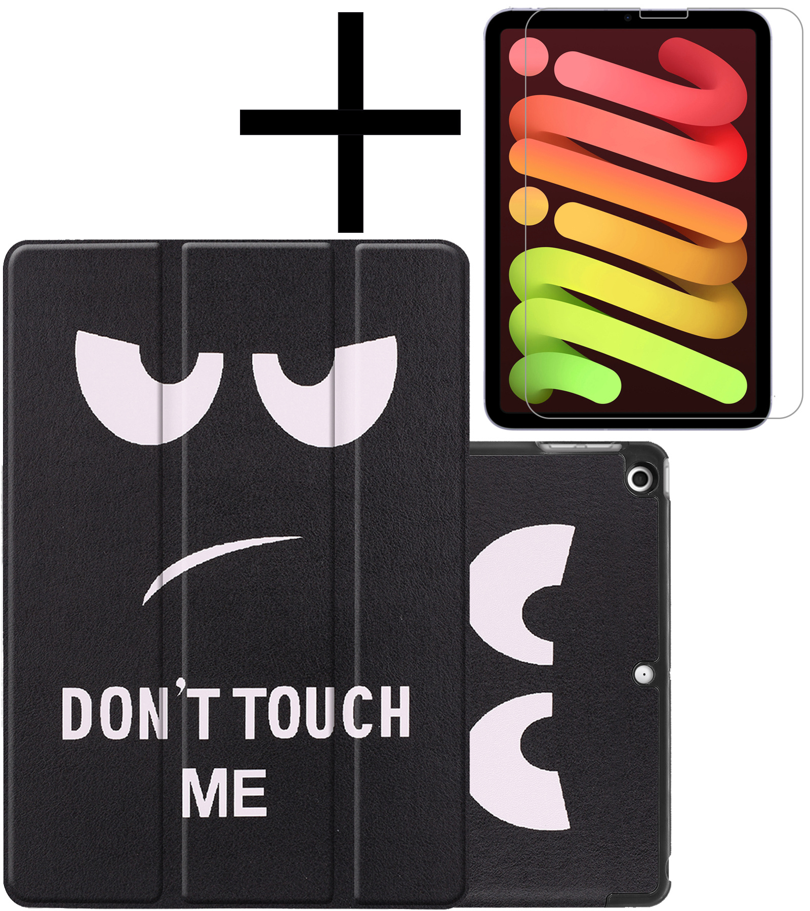 NoXx iPad Mini 6 Hoesje Plus Screenprotector Book Case Cover Plus Screen Protector - Don't Touch Me