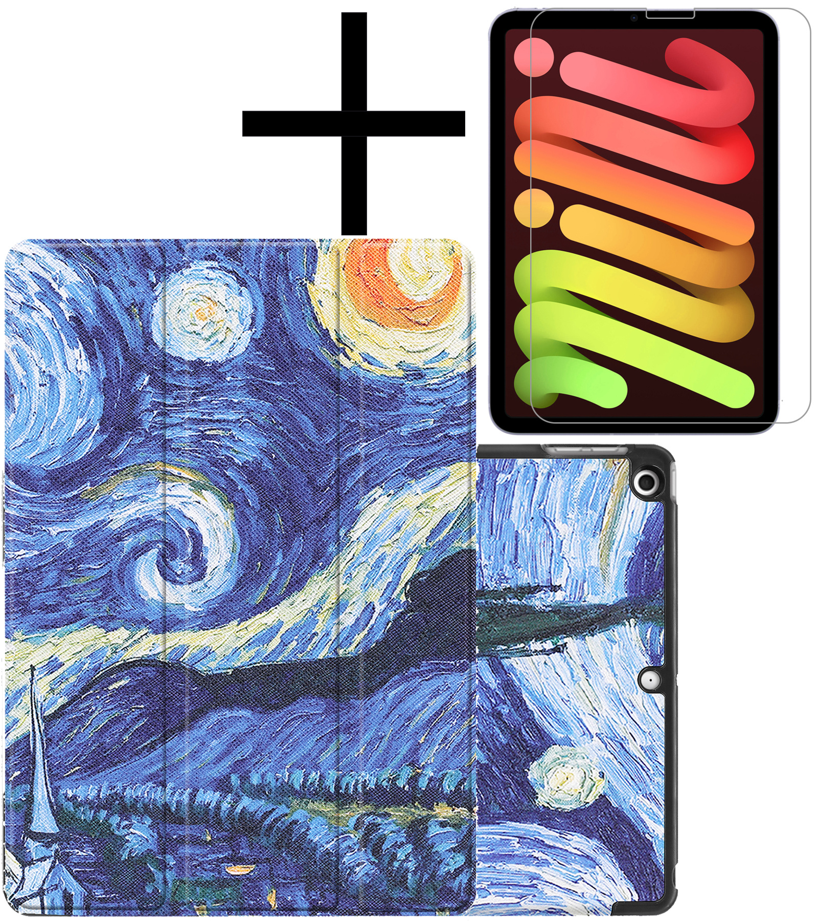 NoXx Hoesje Geschikt voor iPad Mini 6 Hoesje Case Hard Cover Hoes Book Case Met Screenprotector - Sterrenhemel