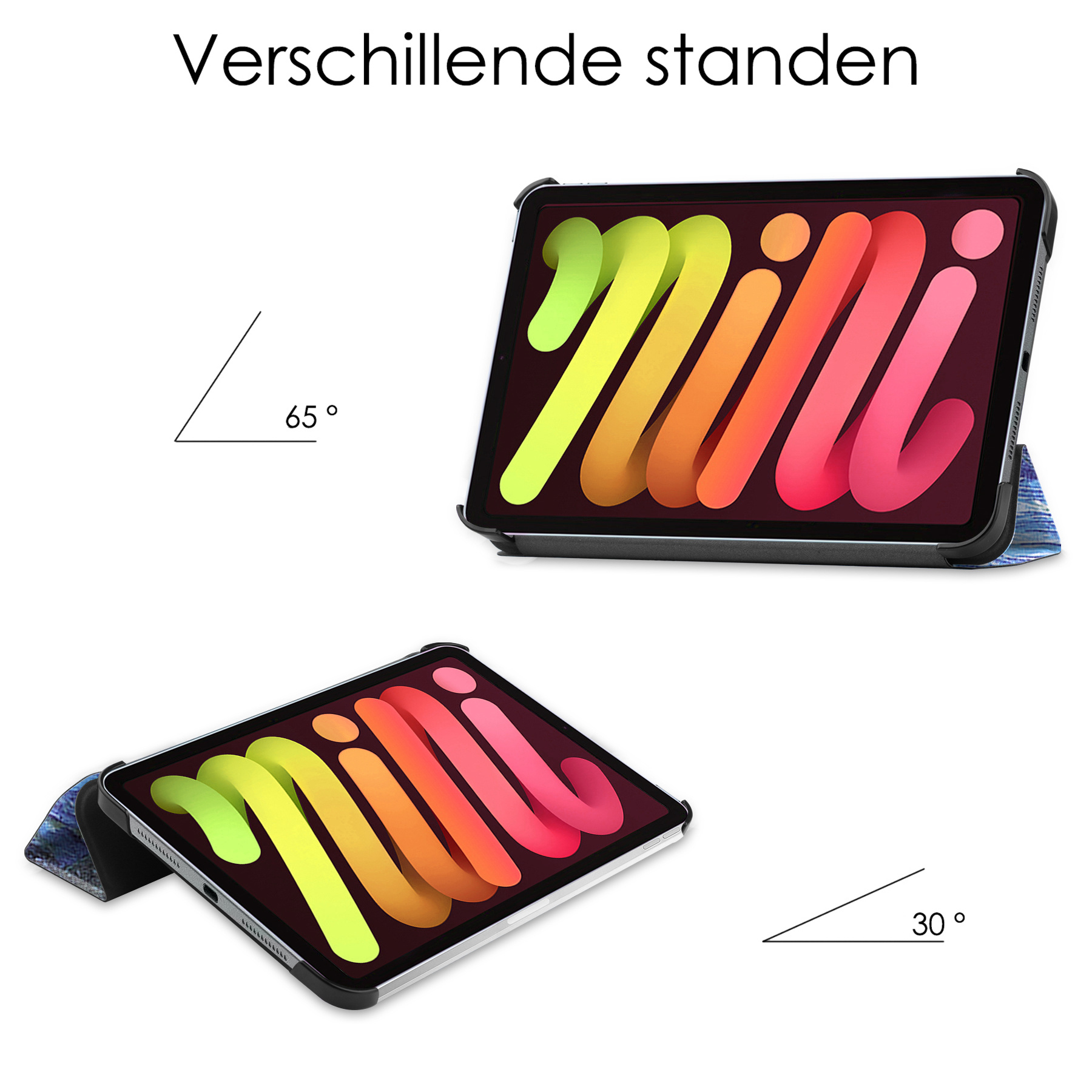 NoXx iPad Mini 6 Hoesje Plus Screenprotector Book Case Cover Plus Screen Protector - Sterrenhemel