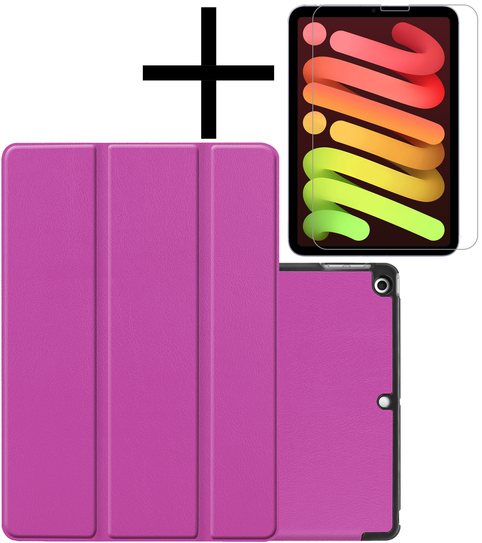 NoXx Hoesje Geschikt voor iPad Mini 6 Hoesje Case Hard Cover Hoes Book Case Met Screenprotector - Paars