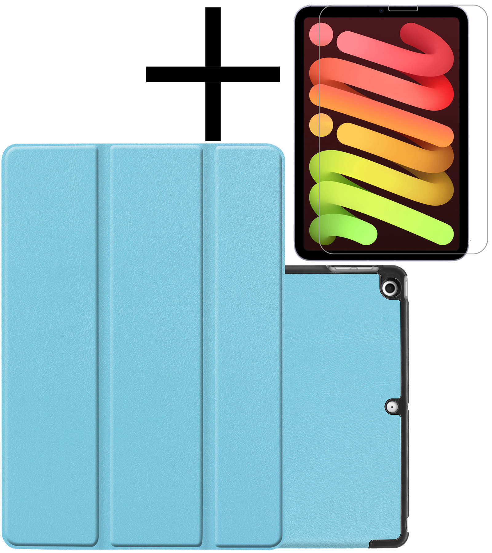 NoXx Hoesje Geschikt voor iPad Mini 6 Hoesje Case Hard Cover Hoes Book Case Met Screenprotector - Lichtblauw