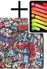 NoXx Hoesje Geschikt voor iPad Mini 6 Hoesje Case Hard Cover Hoes Book Case Met Screenprotector - Graffity