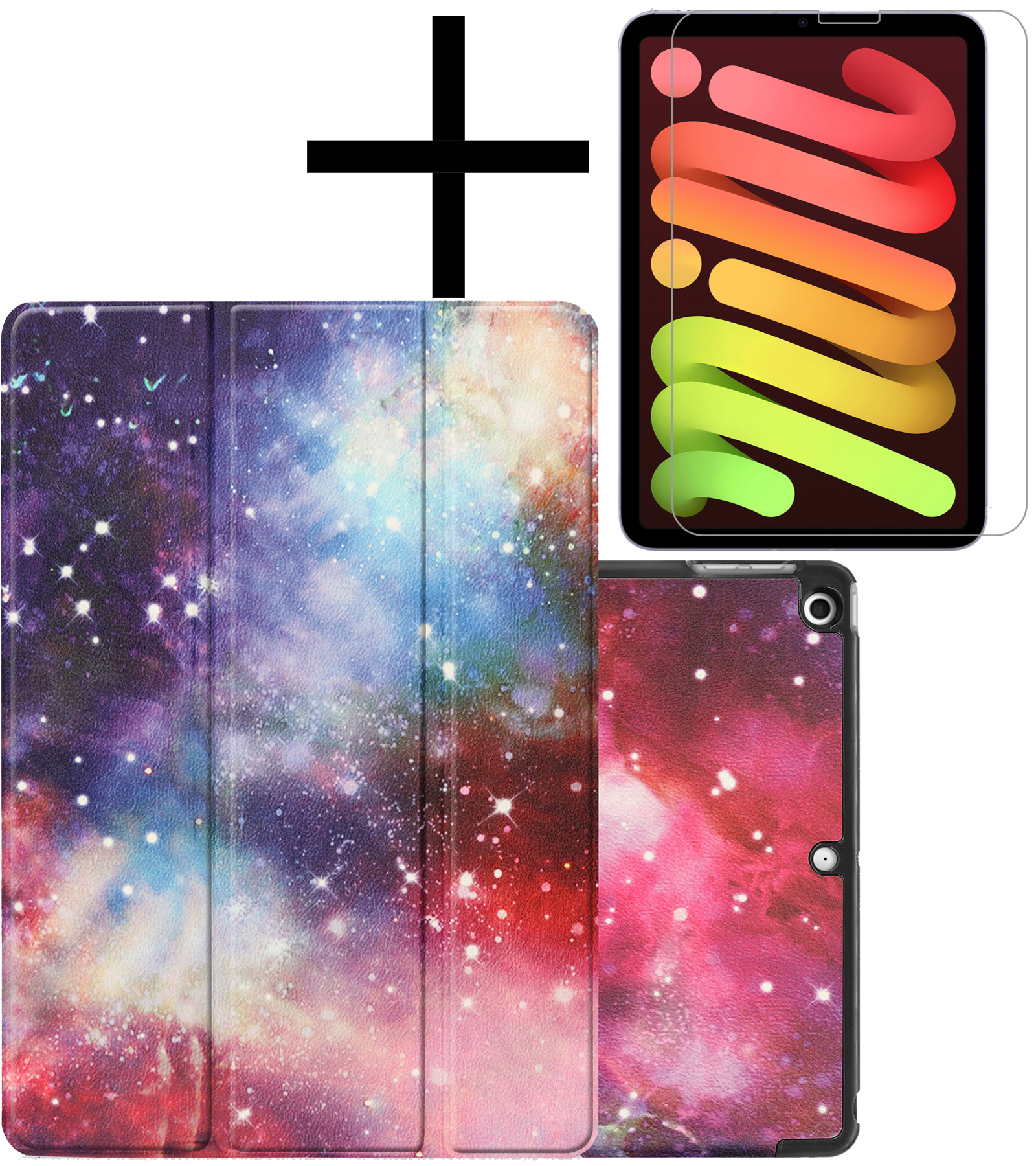NoXx Hoesje Geschikt voor iPad Mini 6 Hoesje Case Hard Cover Hoes Book Case Met Screenprotector - Galaxy