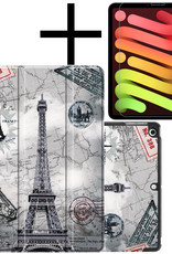 NoXx Hoesje Geschikt voor iPad Mini 6 Hoesje Case Hard Cover Hoes Book Case Met Screenprotector - Eiffeltoren