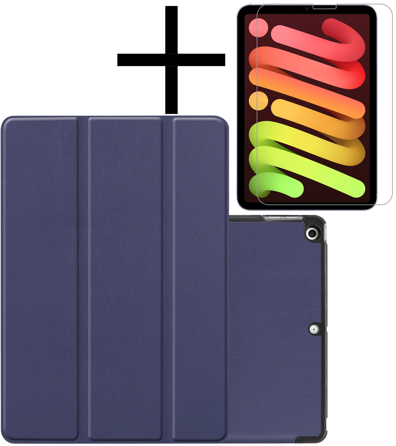 NoXx Hoesje Geschikt voor iPad Mini 6 Hoesje Case Hard Cover Hoes Book Case Met Screenprotector - Donkerblauw