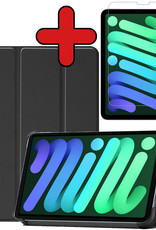 BASEY. Hoesje Geschikt voor iPad Mini 6 Hoes Case Tablet Hoesje Tri-fold Met Screenprotector - Hoes Geschikt voor iPad Mini 6 Hoesje Hard Cover Bookcase Hoes - Zwart