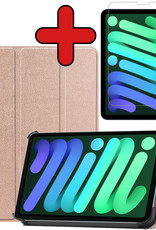 BASEY. Hoesje Geschikt voor iPad Mini 6 Hoes Case Tablet Hoesje Tri-fold Met Screenprotector - Hoes Geschikt voor iPad Mini 6 Hoesje Hard Cover Bookcase Hoes - Goud