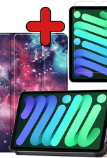 BASEY. Hoesje Geschikt voor iPad Mini 6 Hoes Case Tablet Hoesje Tri-fold Met Screenprotector - Hoes Geschikt voor iPad Mini 6 Hoesje Hard Cover Bookcase Hoes - Galaxy