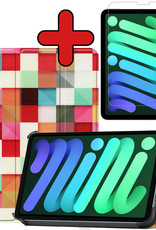 BASEY. Hoesje Geschikt voor iPad Mini 6 Hoes Case Tablet Hoesje Tri-fold Met Screenprotector - Hoes Geschikt voor iPad Mini 6 Hoesje Hard Cover Bookcase Hoes - Blokken