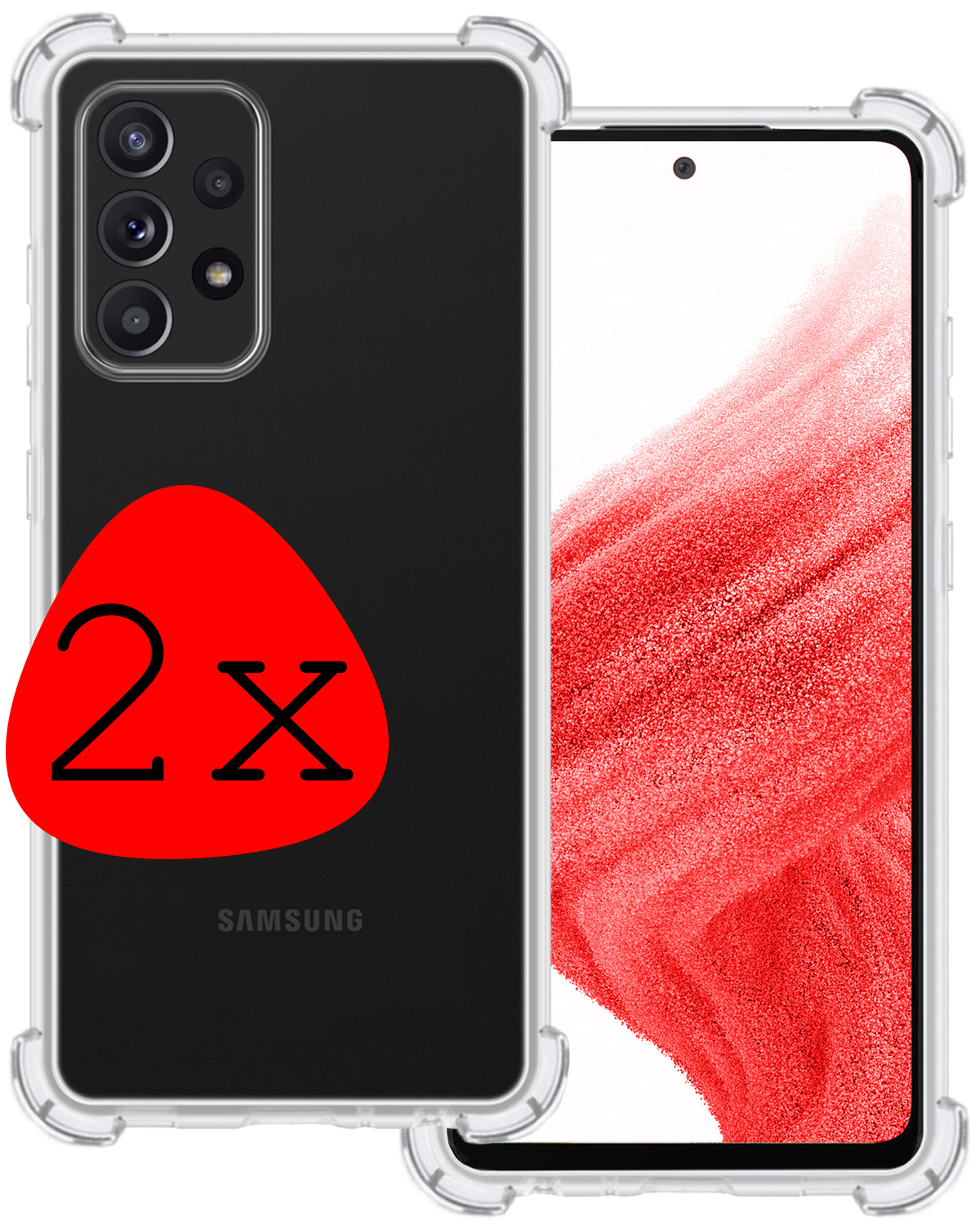 BASEY. Hoes Geschikt voor Samsung A53 Hoesje Shock Proof Case Hoes Siliconen - Hoesje Geschikt voor Samsung Galaxy A53 Hoes Cover Shockproof - Transparant - 2 Stuks
