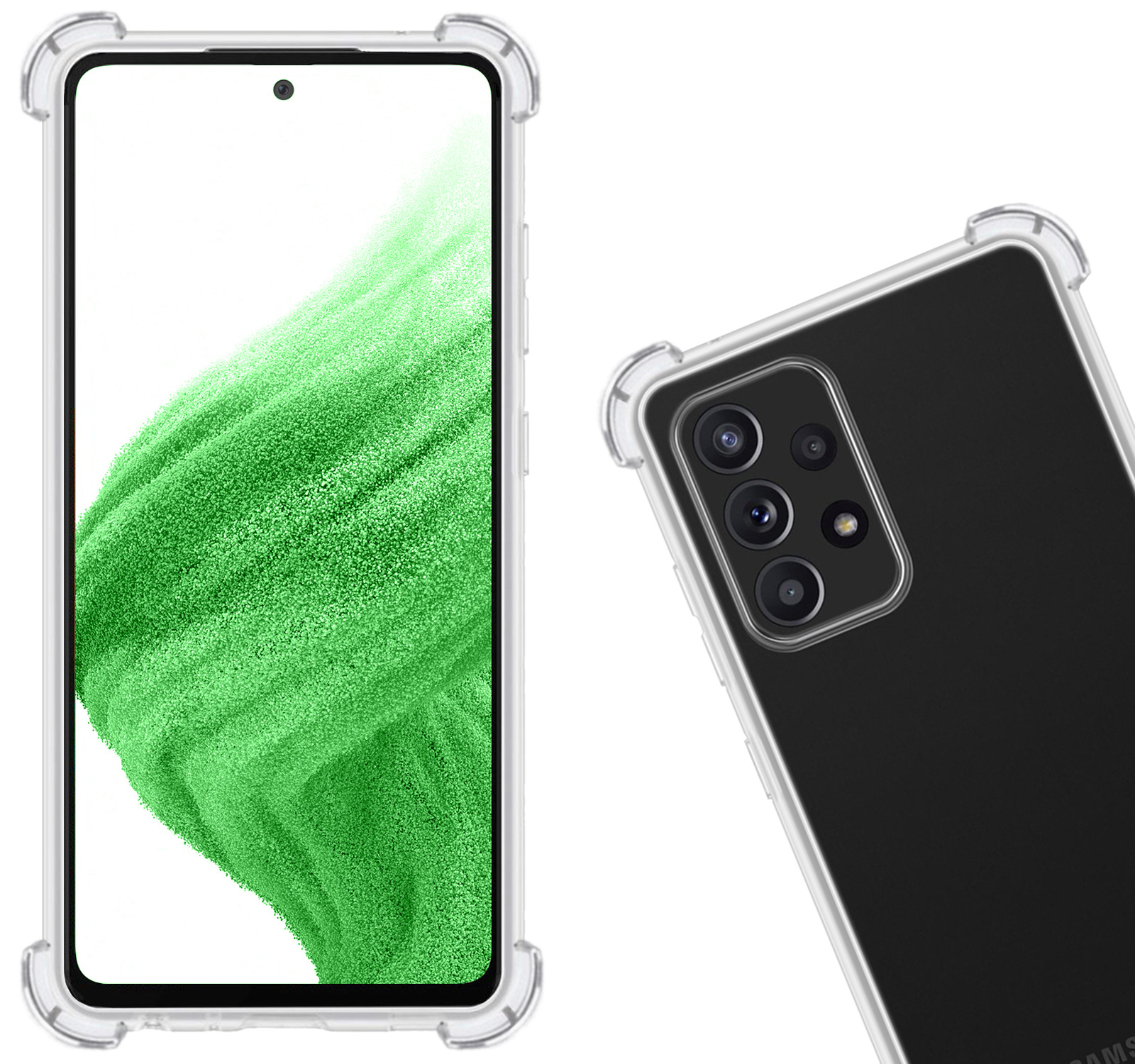 Nomfy Hoesje Geschikt voor Samsung A53 Hoesje Shock Proof Cover Case Shockproof - Hoes Geschikt voor Samsung Galaxy A53 Hoes Siliconen Back Case - Transparant - 2 PACK
