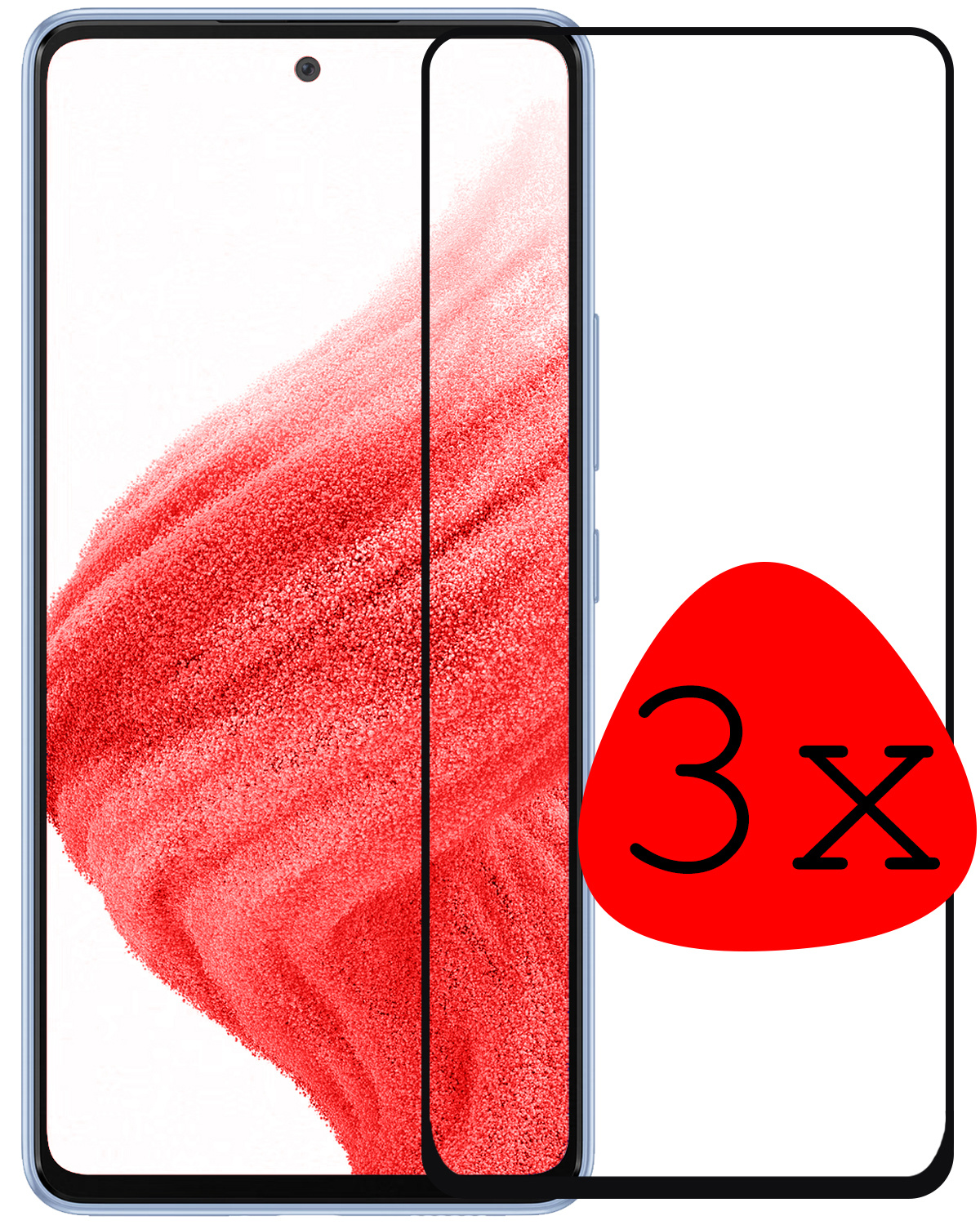 BASEY. Screenprotector Geschikt voor Samsung A53 Screenprotector Beschermglas Full Cover - Screenprotector Geschikt voor Samsung Galaxy A53 Screen Protector Full Cover - 3 Stuks
