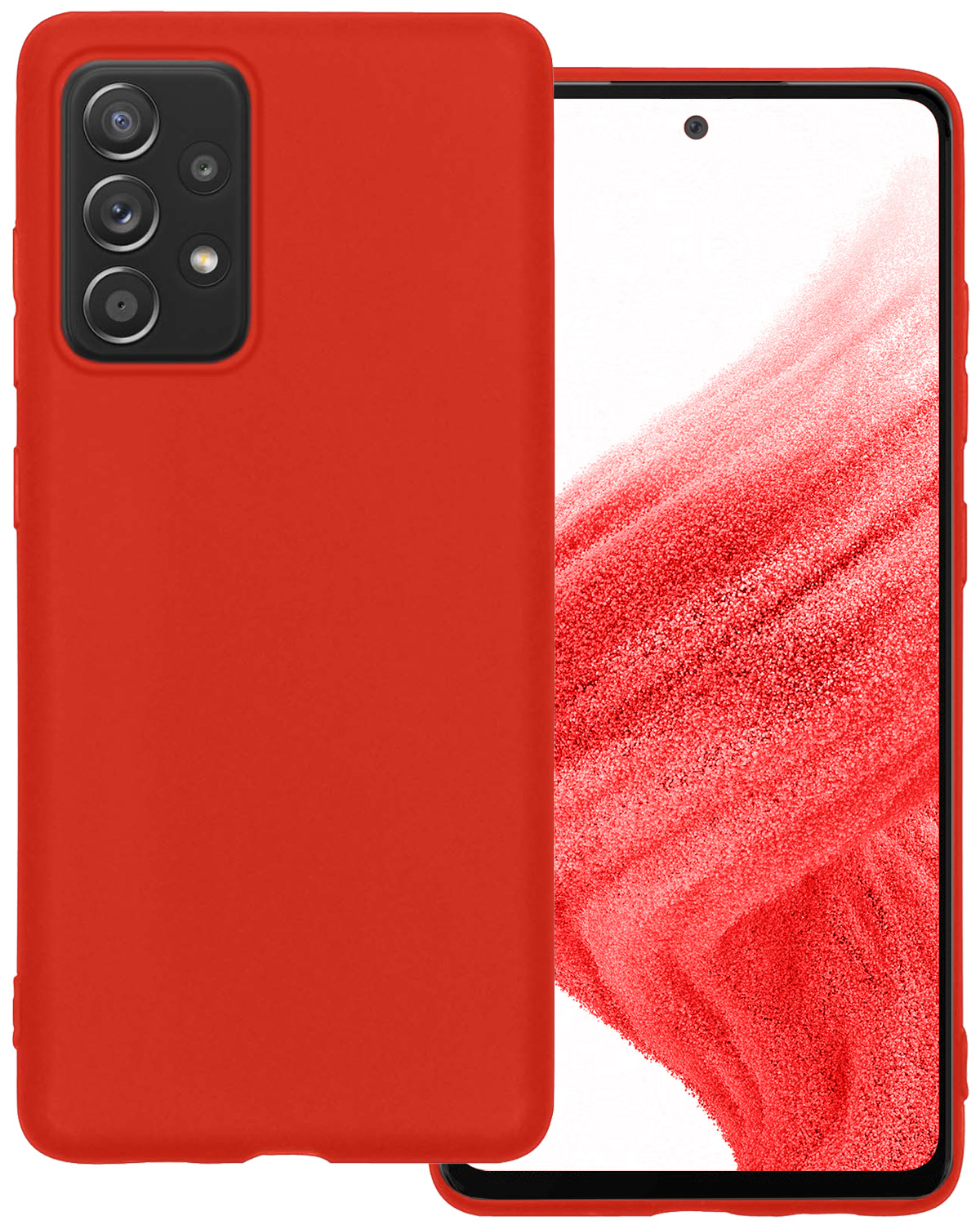 BASEY. Hoes Geschikt voor Samsung A53 Hoesje Siliconen Back Cover Case - Hoesje Geschikt voor Samsung Galaxy A53 Hoes Cover Hoesje - Rood