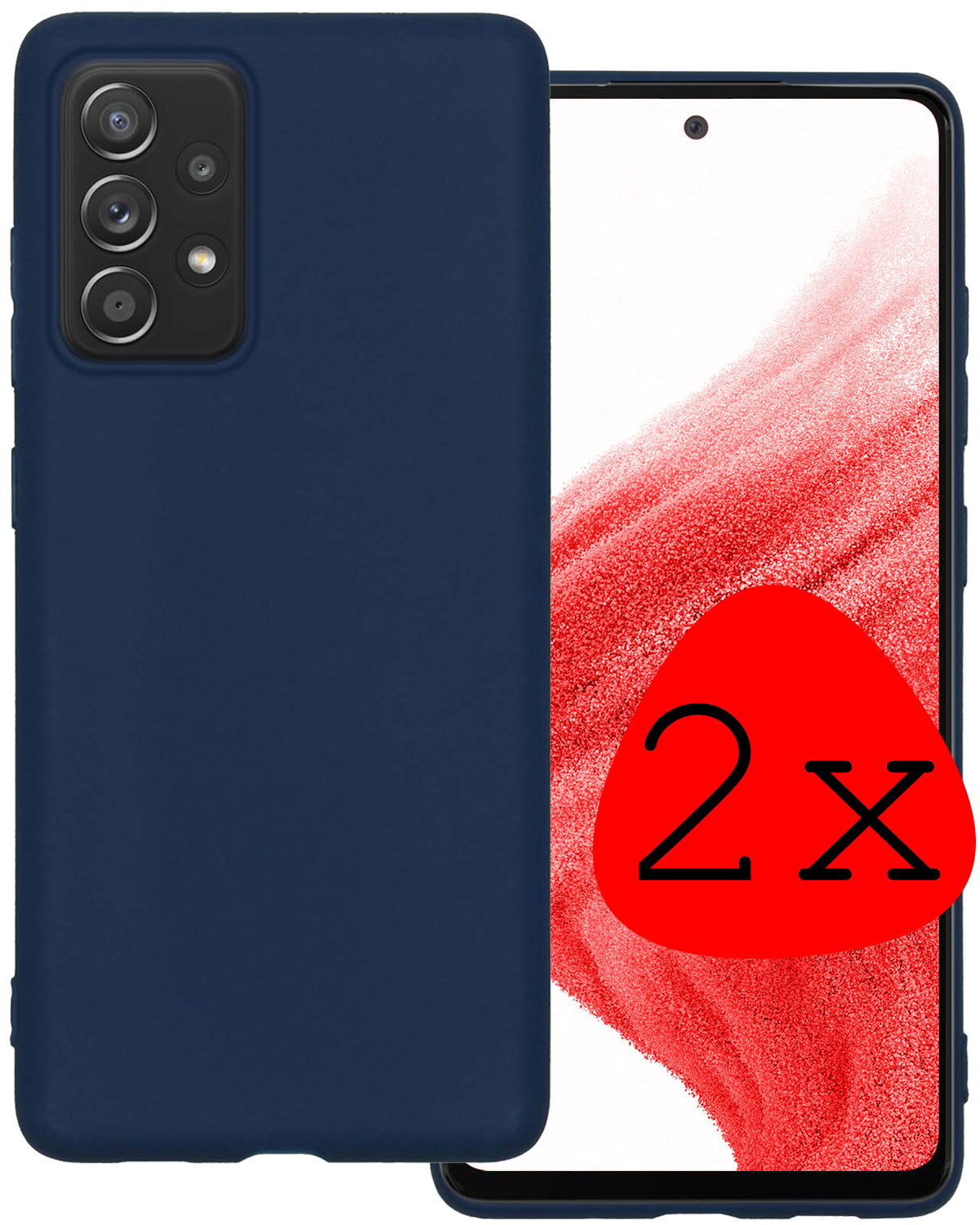 BASEY. Hoes Geschikt voor Samsung A53 Hoesje Siliconen Back Cover Case - Hoesje Geschikt voor Samsung Galaxy A53 Hoes Cover Hoesje - Donkerblauw - 2 Stuks