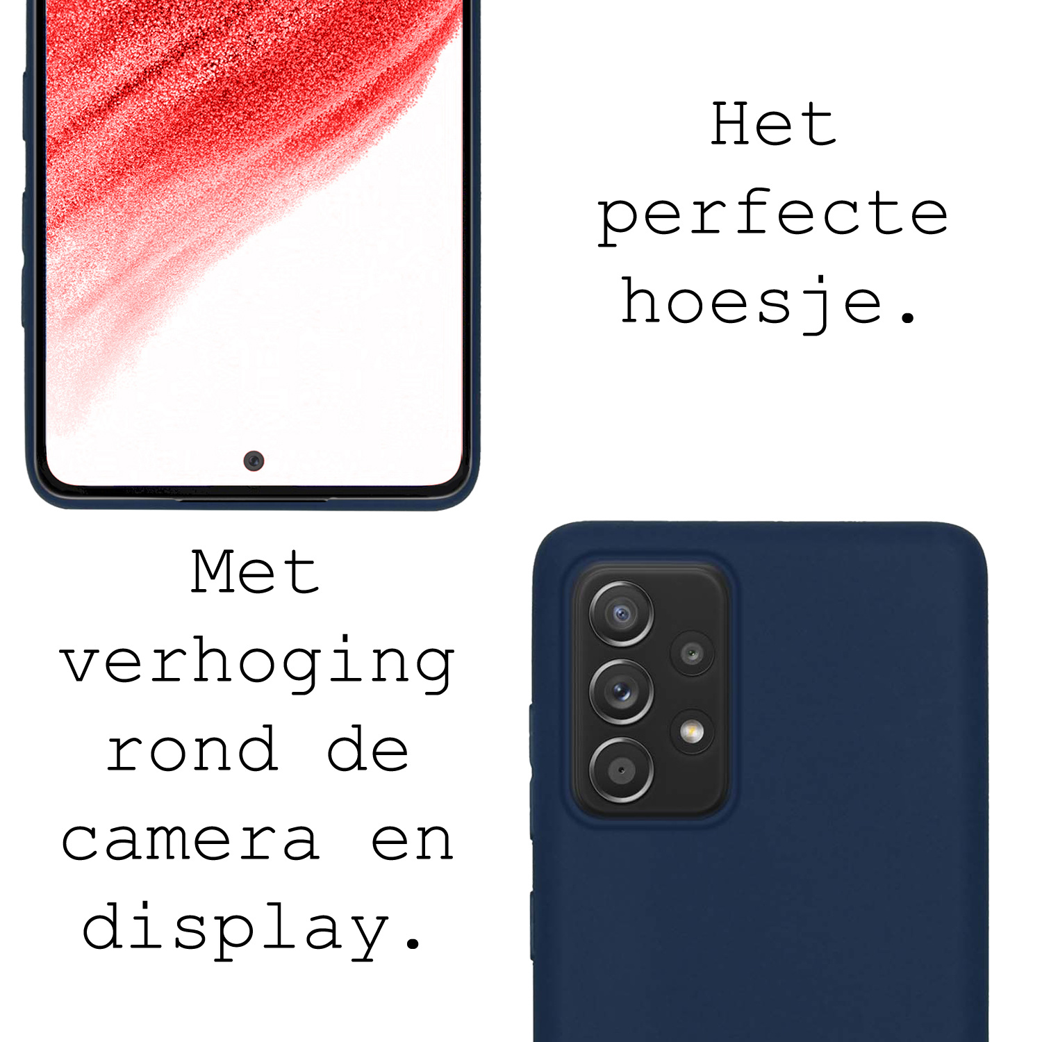 BASEY. Hoes Geschikt voor Samsung A53 Hoesje Siliconen Back Cover Case - Hoesje Geschikt voor Samsung Galaxy A53 Hoes Cover Hoesje - Donkerblauw - 2 Stuks