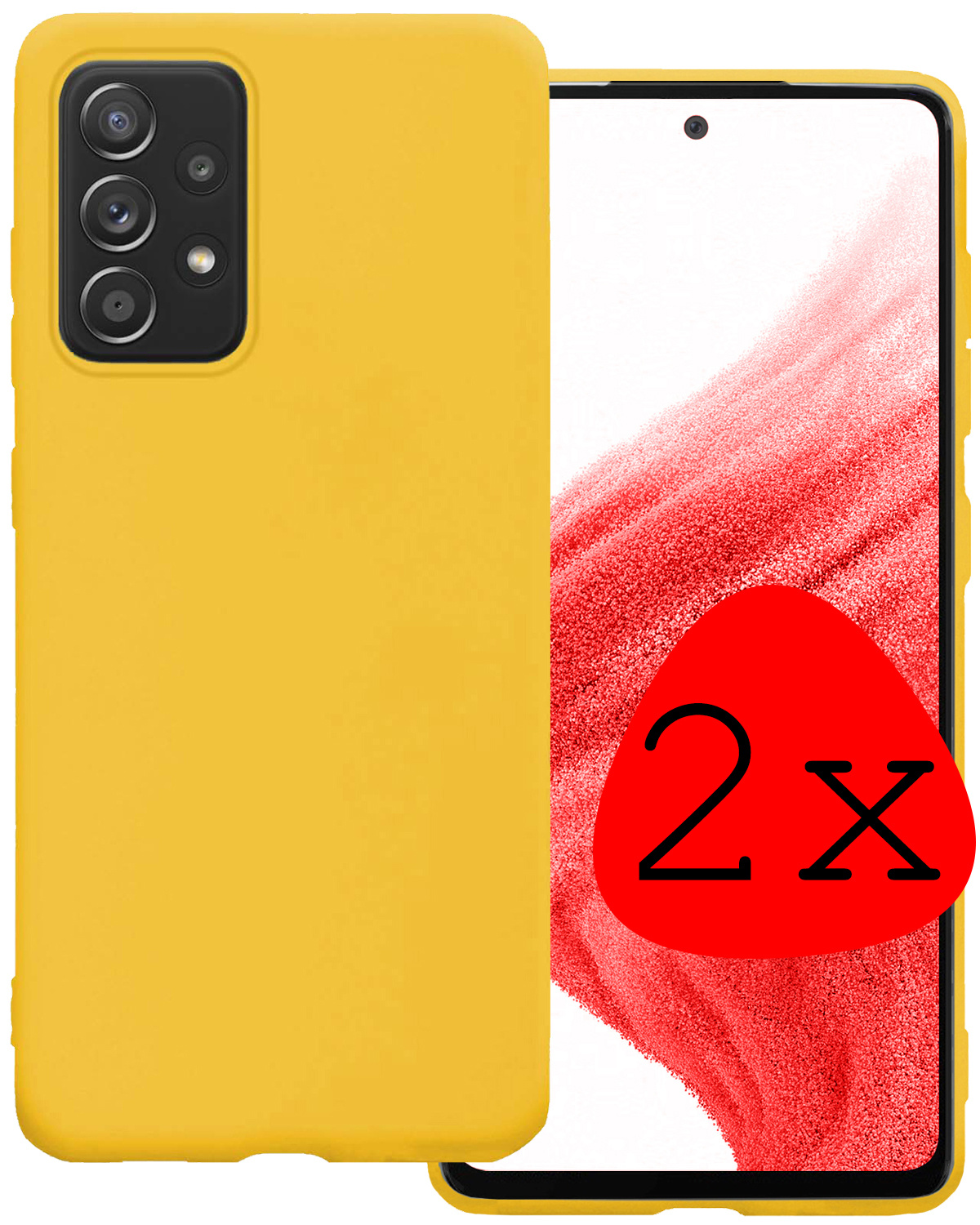 BASEY. Hoes Geschikt voor Samsung A53 Hoesje Siliconen Back Cover Case - Hoesje Geschikt voor Samsung Galaxy A53 Hoes Cover Hoesje - Geel - 2 Stuks