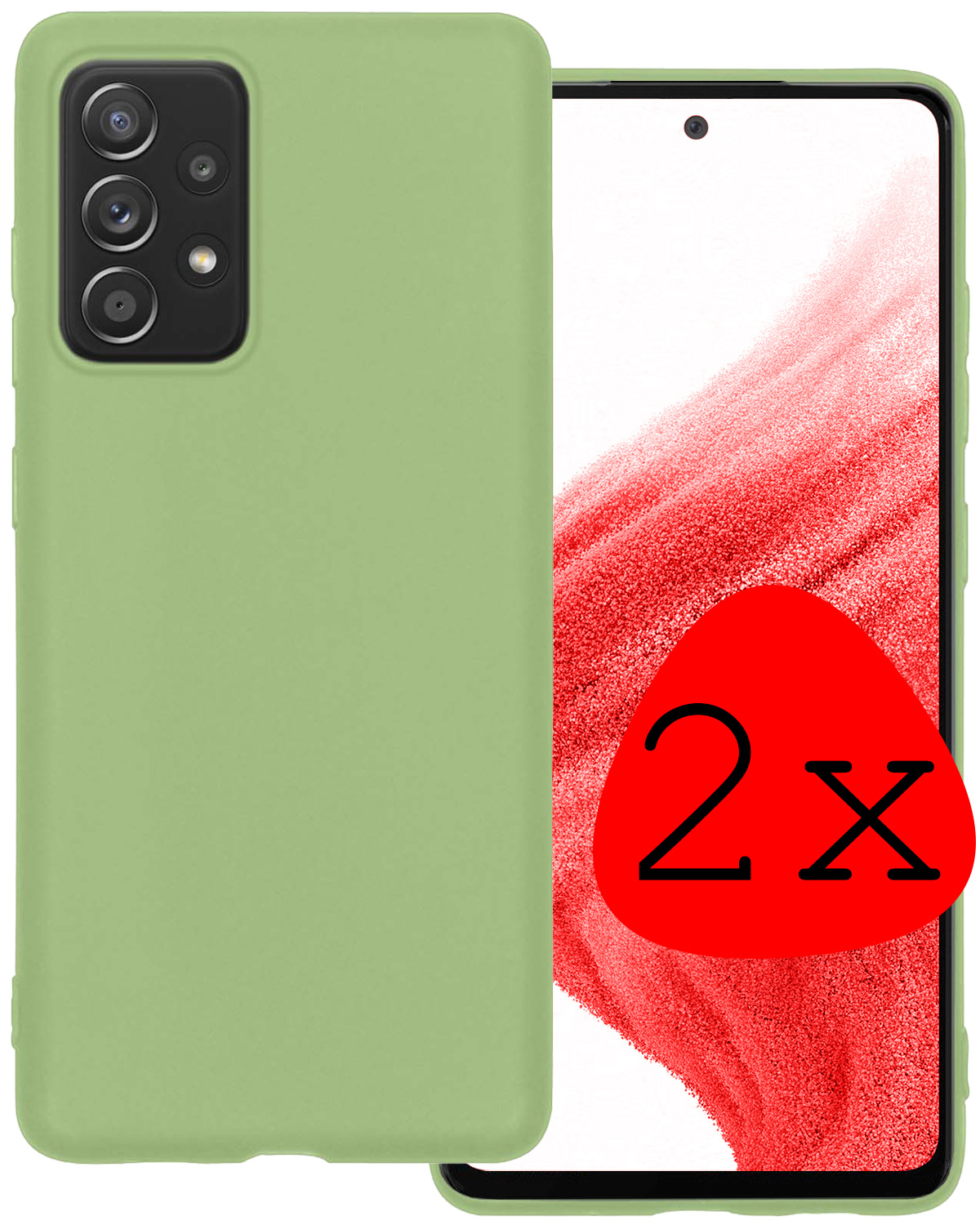 BASEY. Hoes Geschikt voor Samsung A53 Hoesje Siliconen Back Cover Case - Hoesje Geschikt voor Samsung Galaxy A53 Hoes Cover Hoesje - Groen - 2 Stuks