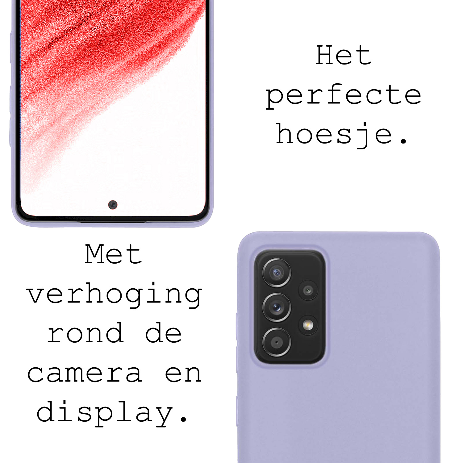 BASEY. Hoes Geschikt voor Samsung A53 Hoesje Siliconen Back Cover Case - Hoesje Geschikt voor Samsung Galaxy A53 Hoes Cover Hoesje - Lila - 2 Stuks